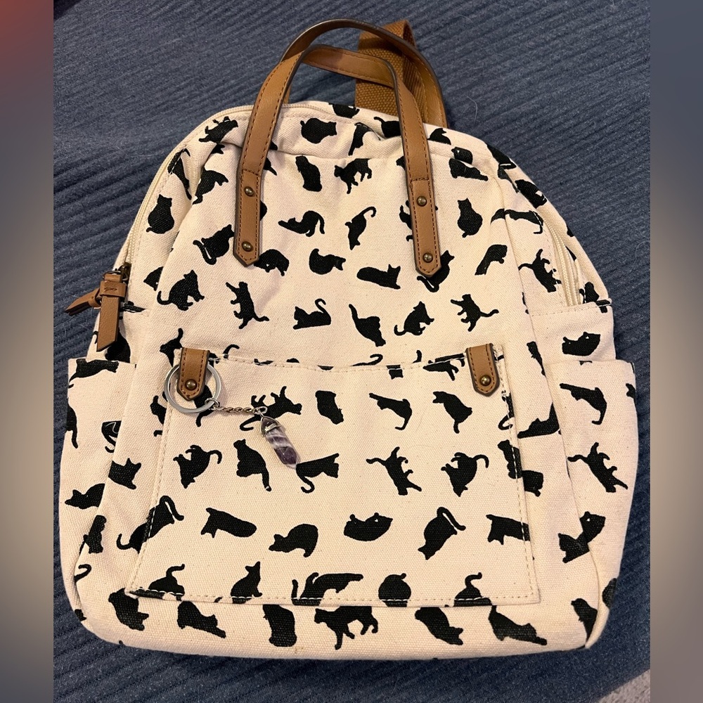 Sonoma Cream and Black Cat Print Backpack